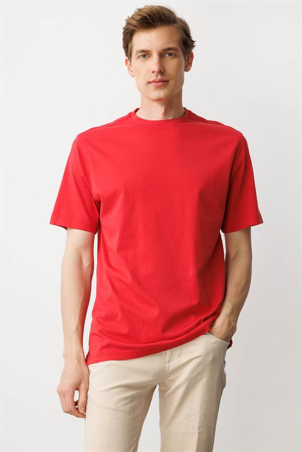 Erkek Sıfır Yaka T-shirt A.Kırmızı