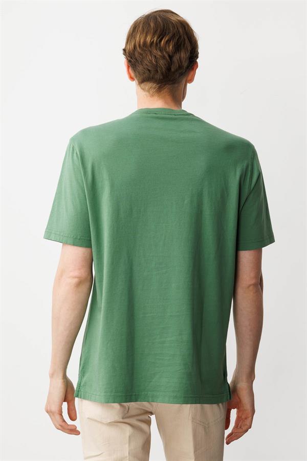 Erkek Sıfır Yaka T-shirt A.Yeşil