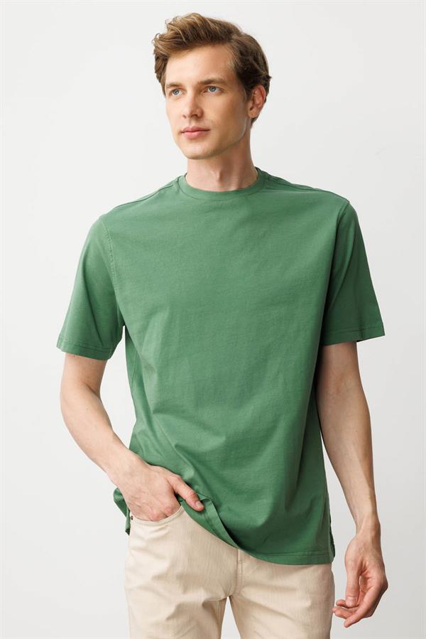 Erkek Sıfır Yaka T-shirt A.Yeşil
