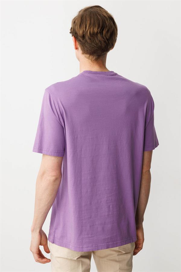 Erkek Sıfır Yaka T-shirt Lila