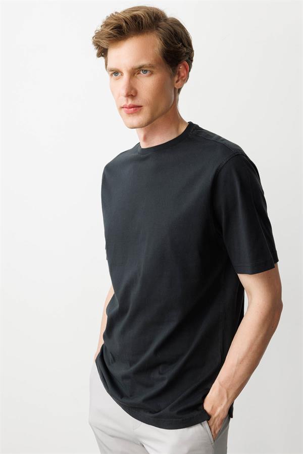 Erkek Sıfır Yaka T-shirt Siyah