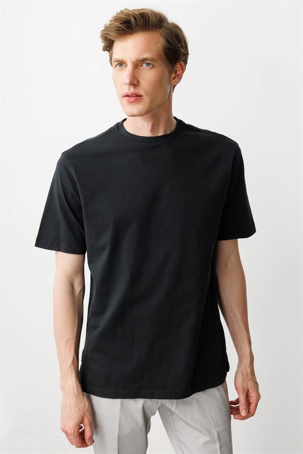 Erkek Sıfır Yaka T-shirt Siyah