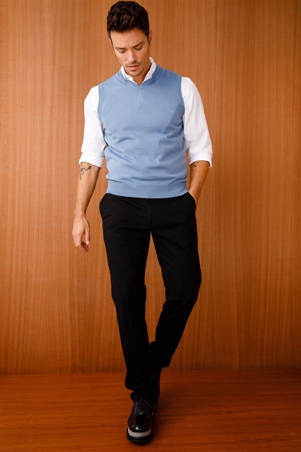 Мужской трикотаж Свитер ВОЗДУШНО-СИНИЙ