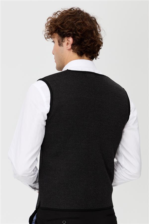 Мужской двухцветный тонкий жилет черный