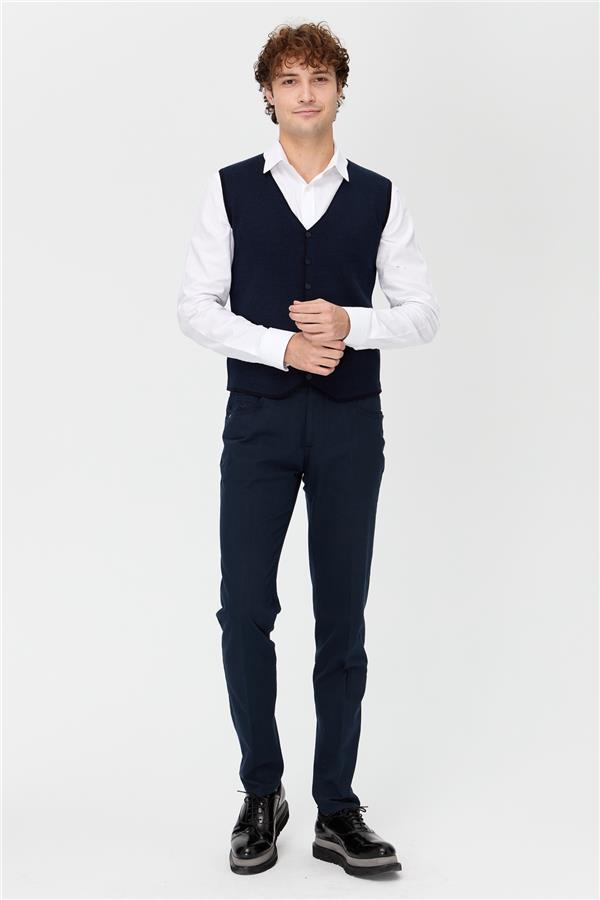 Мужской двухцветный тонкий жилет темно-синий