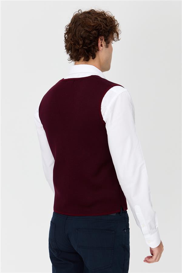 Мужской двухцветный тонкий жилет Бургундия