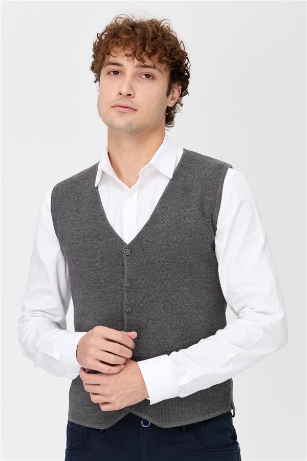 Мужской двухцветный тонкий жилет Серый