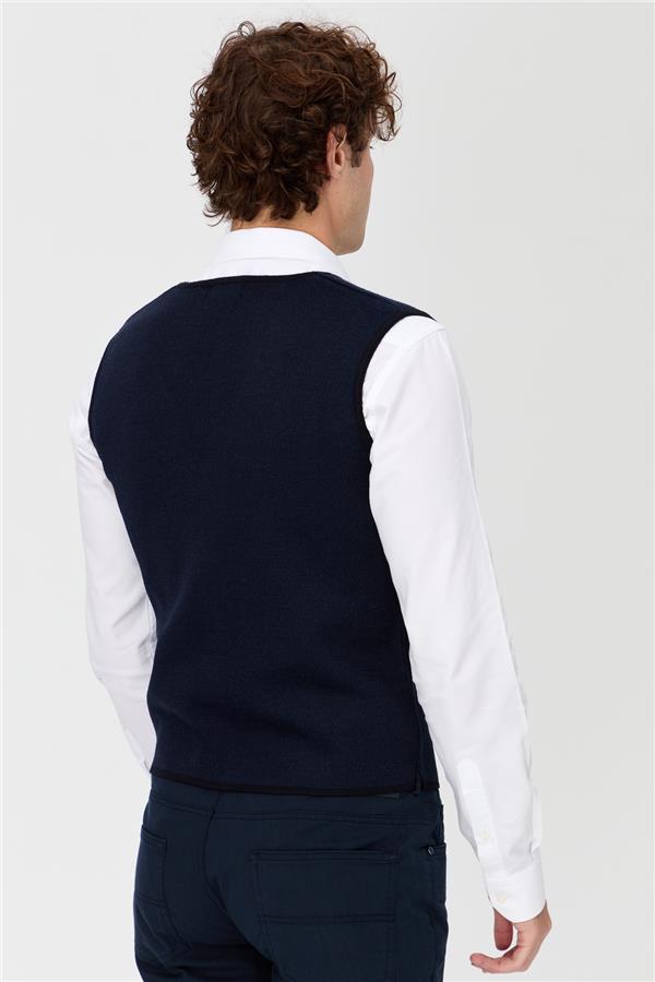 Мужской двухцветный тонкий жилет темно-синий