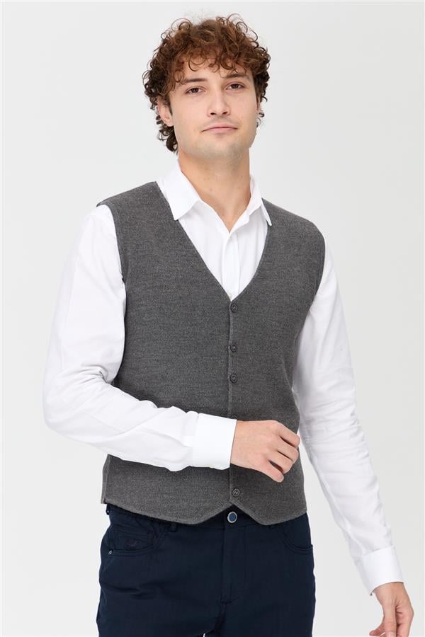 Мужской двухцветный тонкий жилет Серый