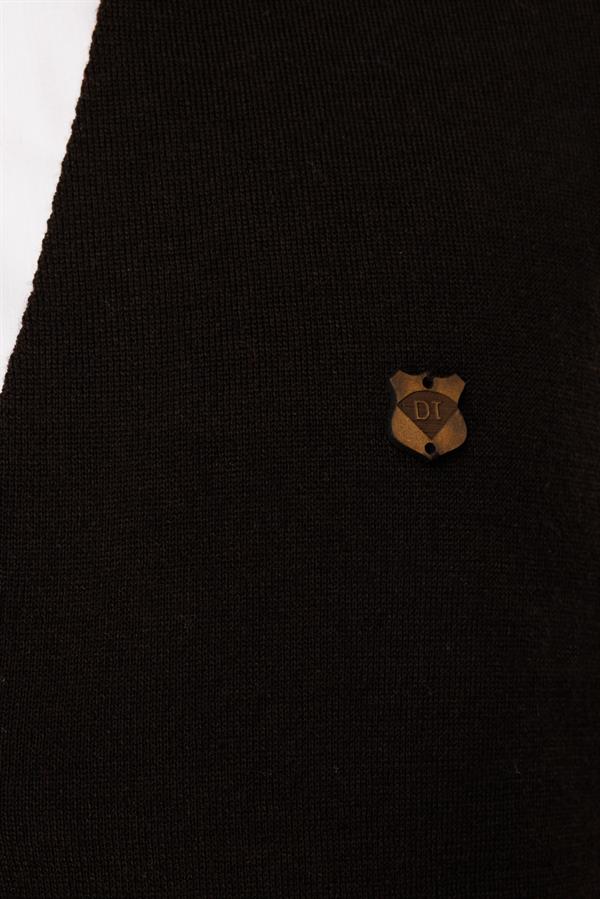 Erkek V Yaka Düz Yün Yelek K.Kahve