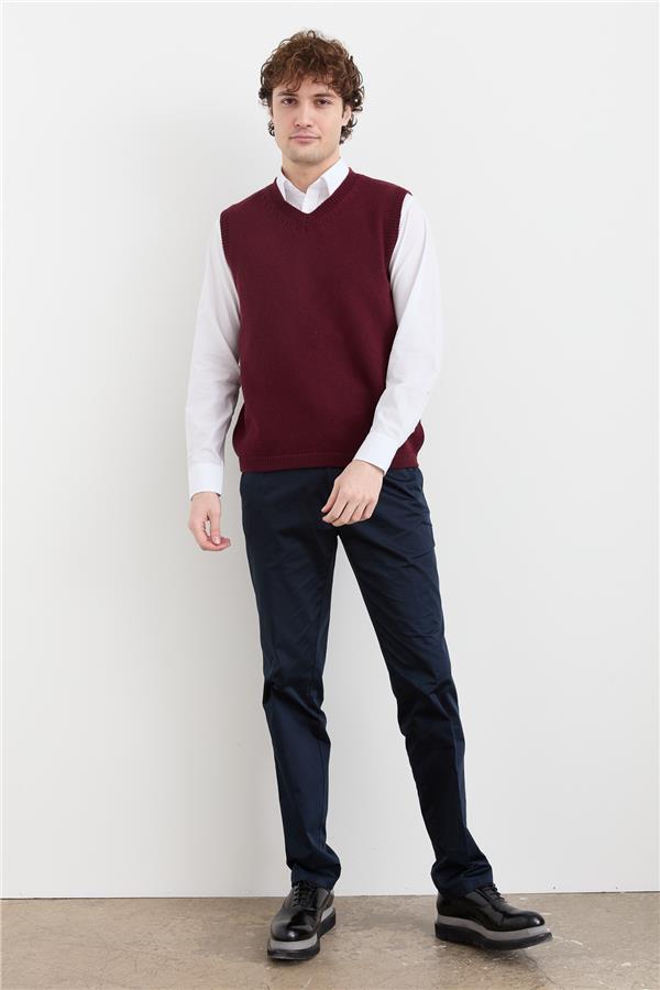 Мужской толстый шерстяной свитер с v-образным вырезом