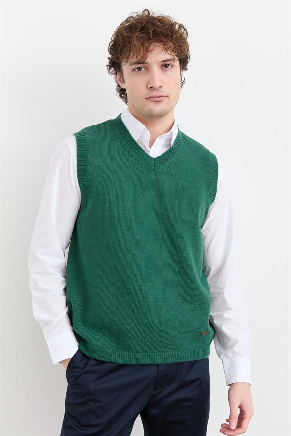 Мужской толстый шерстяной свитер с v-образным вырезом