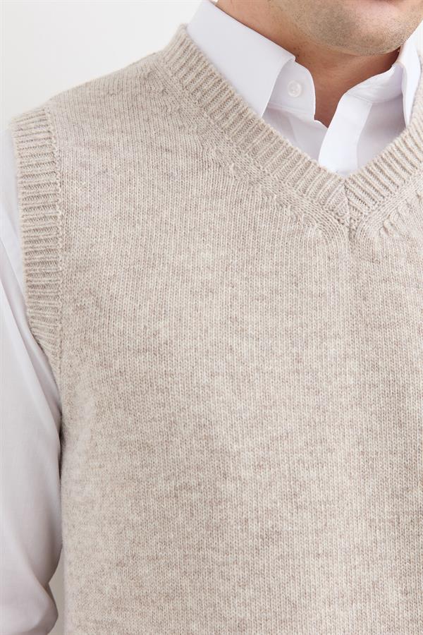 Мужской толстый шерстяной свитер с v-образным вырезом