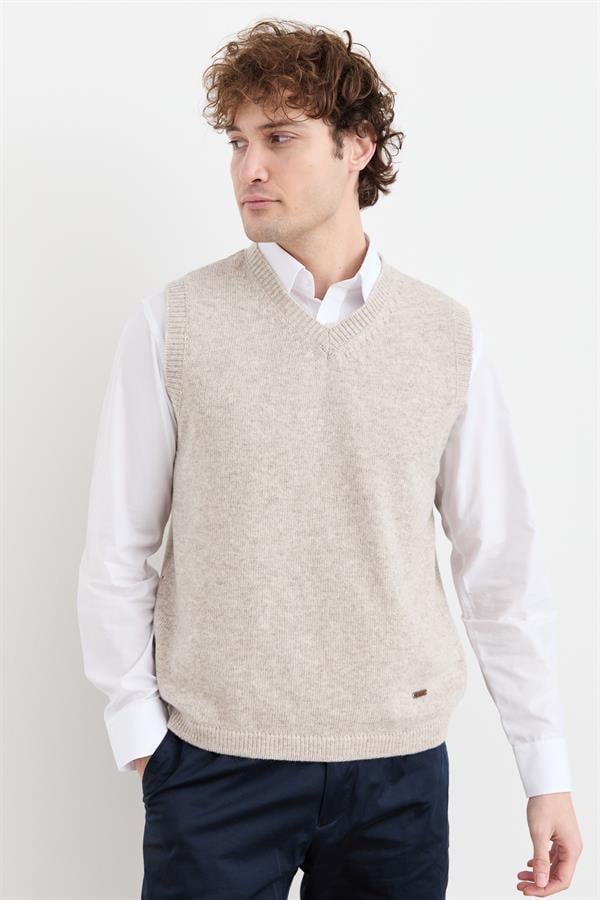 Мужской толстый шерстяной свитер с v-образным вырезом