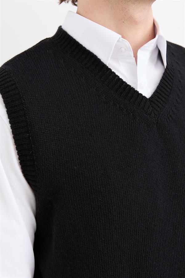 Мужской толстый шерстяной свитер с v-образным вырезом