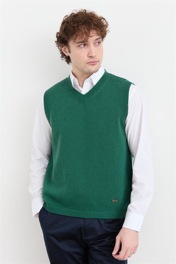 Мужской толстый шерстяной свитер с v-образным вырезом