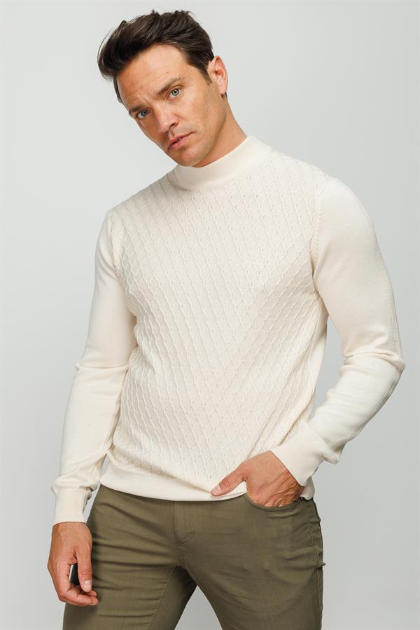 Мужская полуводолазка с расцветкой соты цвета слоновой кости 