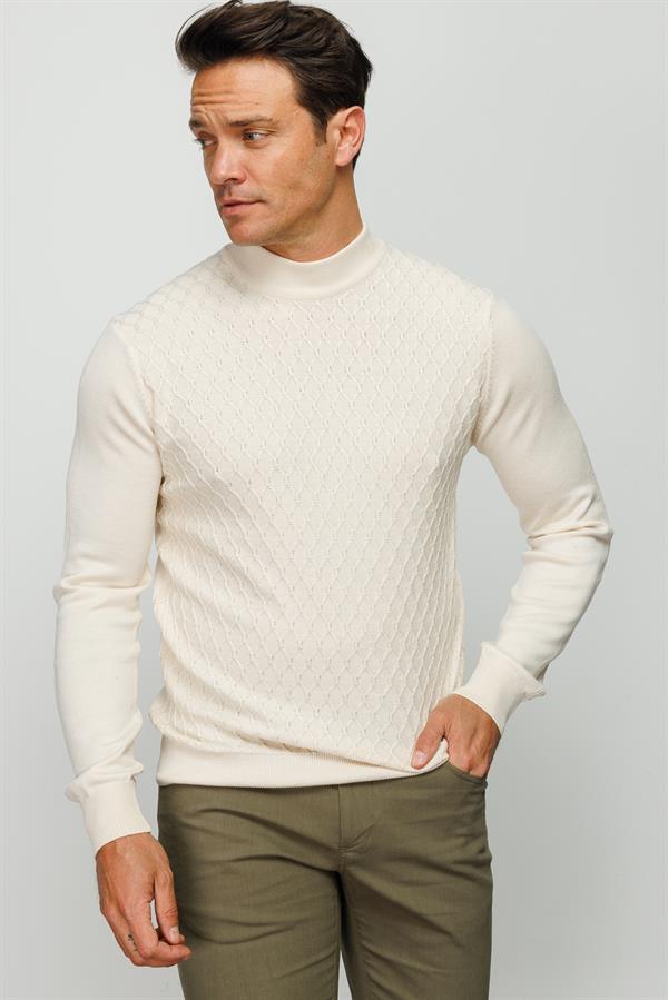 Мужская полуводолазка с расцветкой соты цвета слоновой кости 