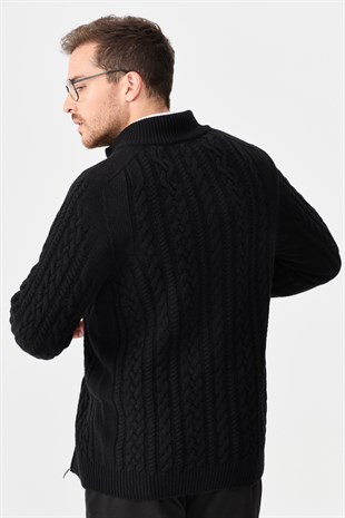 Куртка мужская вязаная куртка с высоким воротником черная 