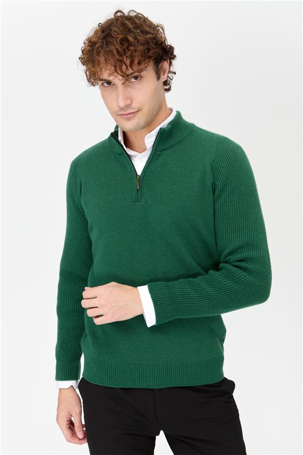 Мужской шерстяной свитер с высоким воротником Цвет утиной головы