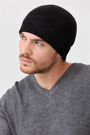 Мужская шерстяная шапка темно дымчатая