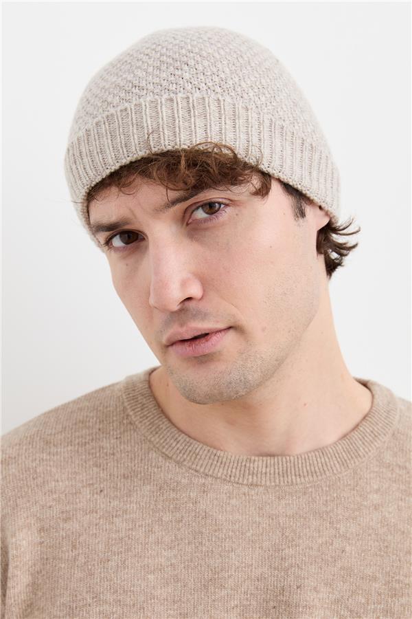 Мужская шерстяная шапка Бежевый