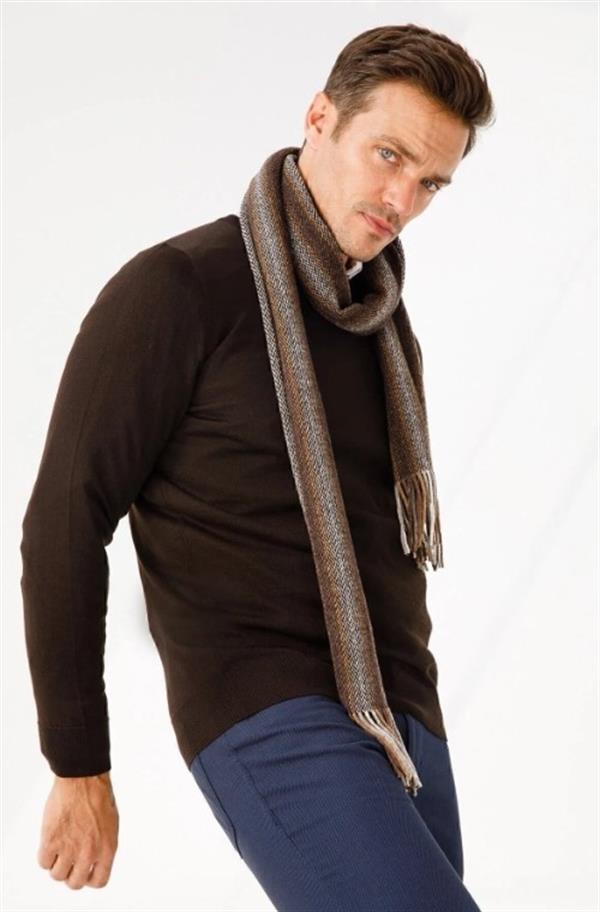 Мужской шерстяной шарф темно-коричневый