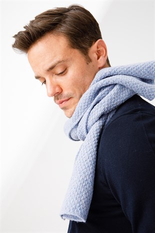 Мужской шерстяной шарф Коралловый Серый Синий