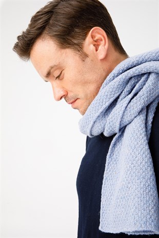 Мужской шерстяной шарф Коралловый Серый Синий