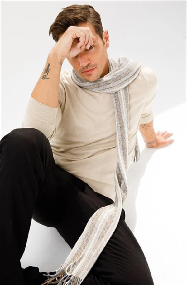 Мужской Шерстяной Шарф Бежевый