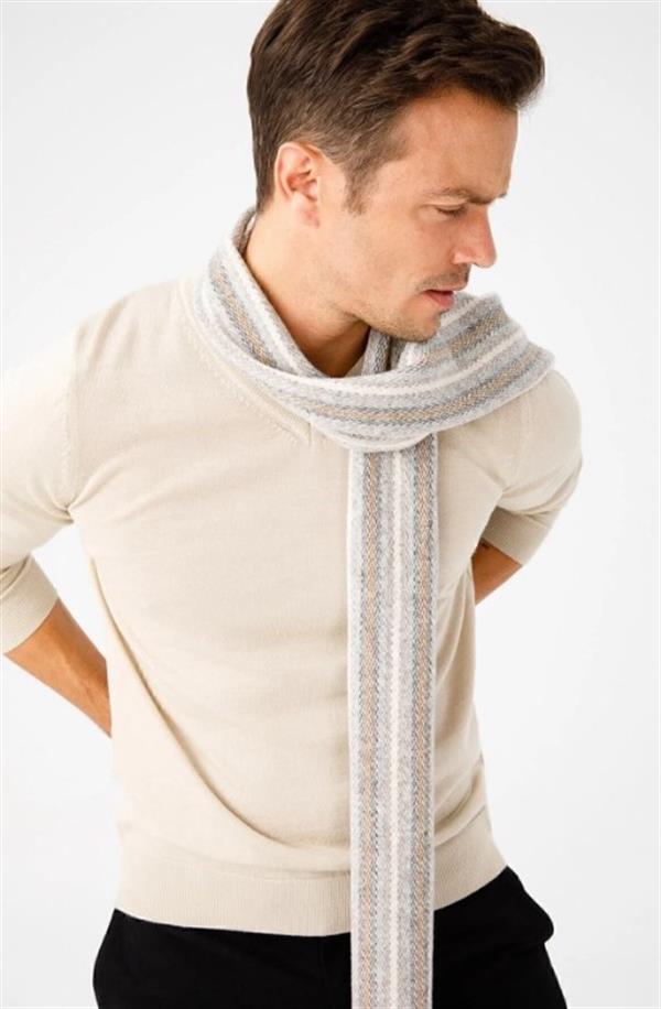 Мужской Шерстяной Шарф Бежевый