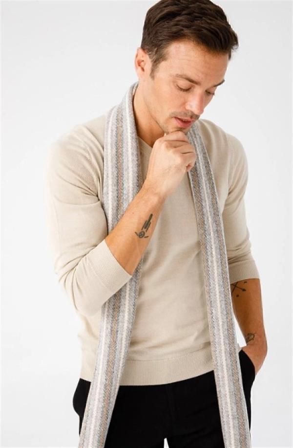 Мужской Шерстяной Шарф Бежевый