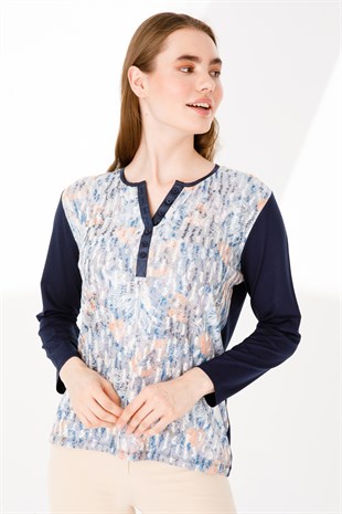 Женская блузка темно-синяя