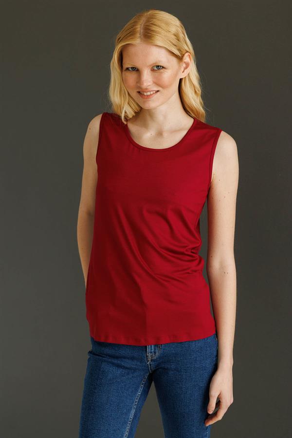 Kadın Askılı Penye T-shirt Bordo