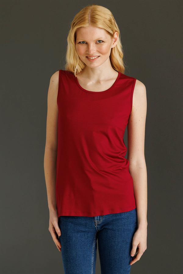 Kadın Askılı Penye T-shirt Bordo