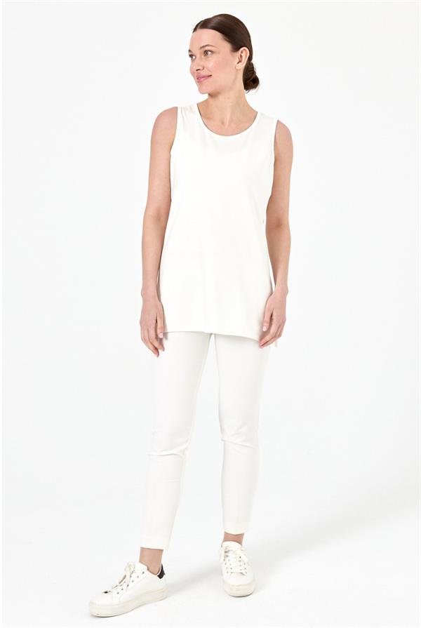 Kadın Askılı Penye T-shirt Ekru