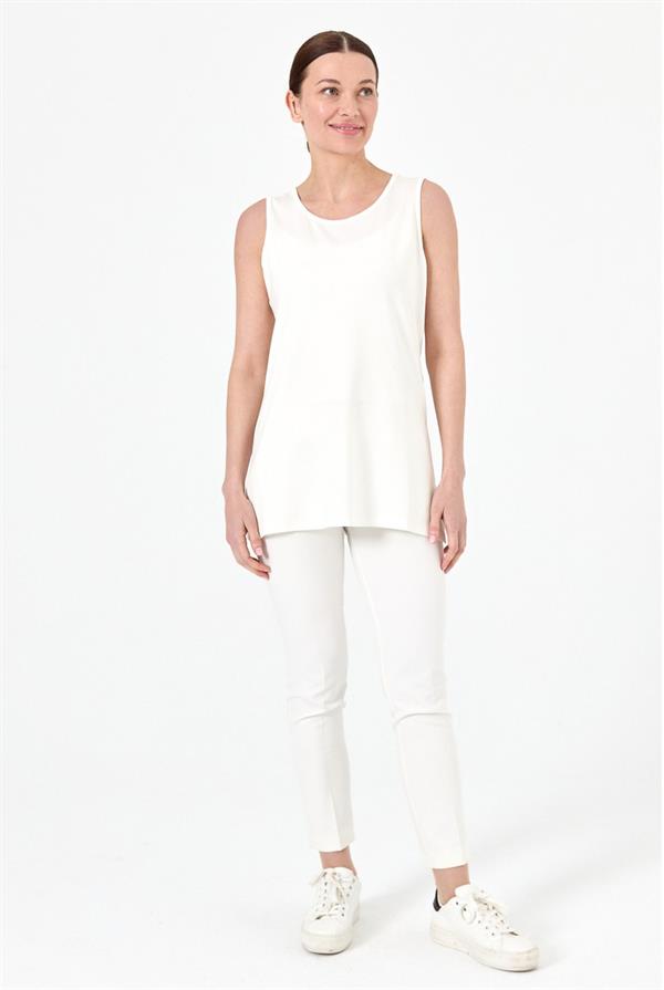 Kadın Askılı Penye T-shirt Ekru