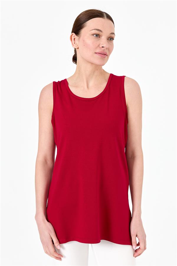 Женская майка на бретельках цвета слоновой красная 