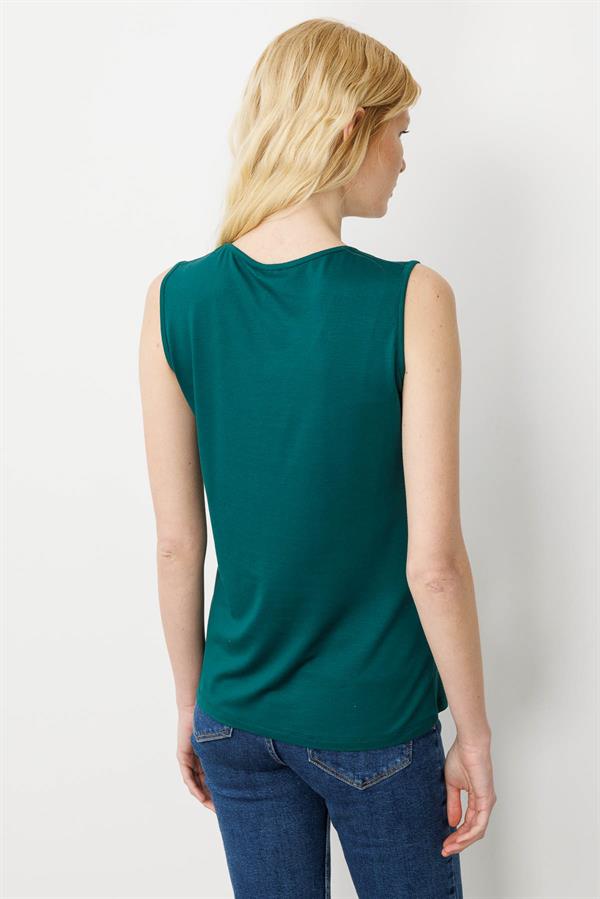 Kadın Askılı Penye T-shirt Yeşil