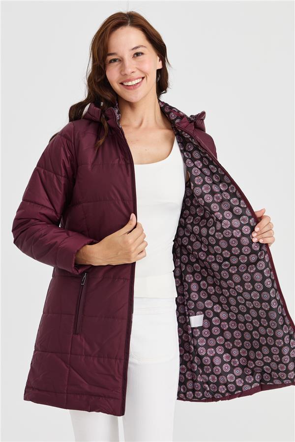 Женское стеганое пальто с подкладкой и рисунком