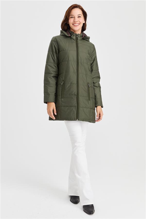 Женское стеганое пальто с подкладкой и рисунком