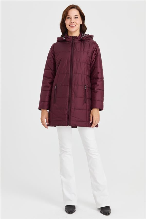 Женское стеганое пальто с подкладкой и рисунком