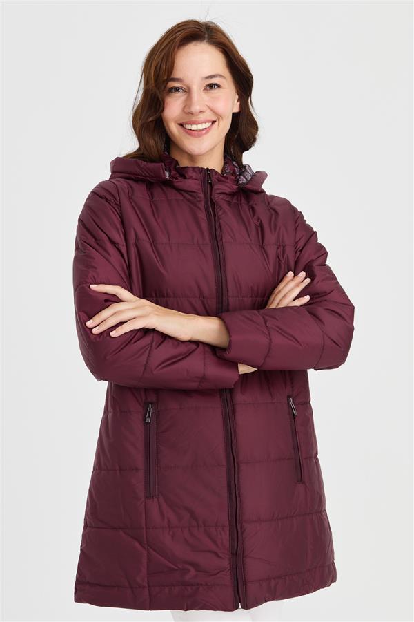 Женское стеганое пальто с подкладкой и рисунком