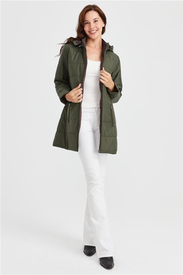 Женское стеганое пальто с подкладкой и рисунком