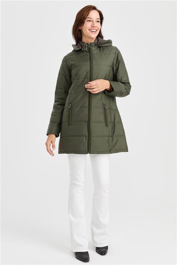 Женское стеганое пальто с подкладкой и рисунком