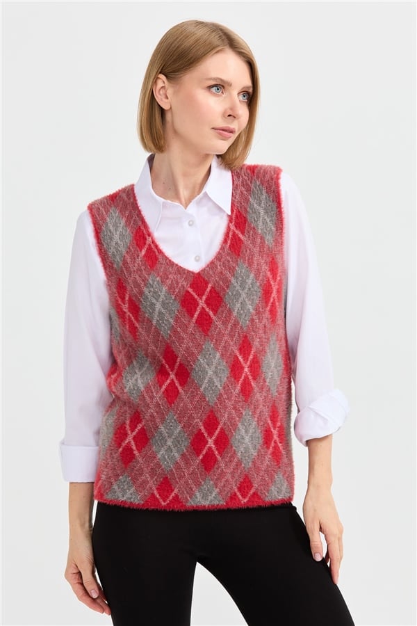 Женский жилет с рисунком ромбик 11