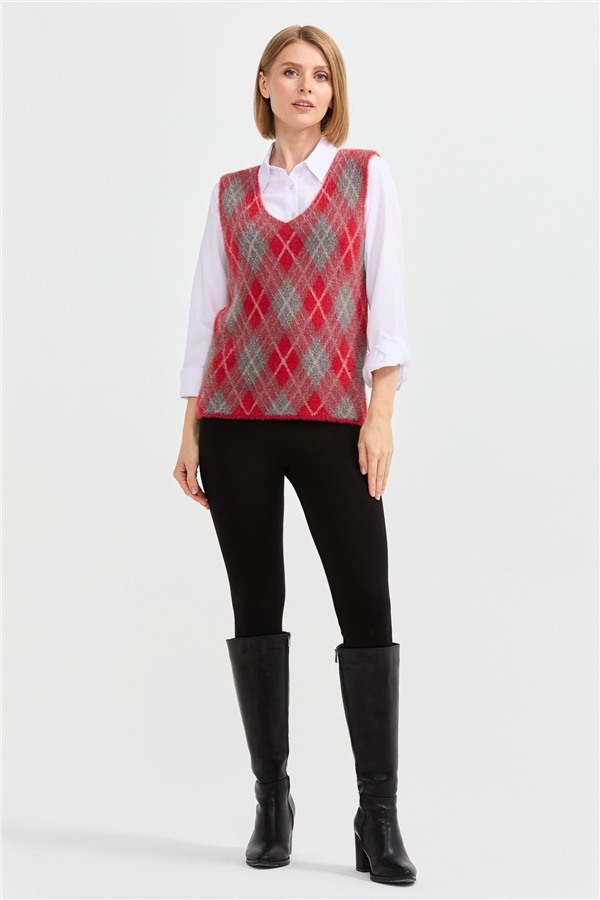 Женский жилет с рисунком ромбик 11