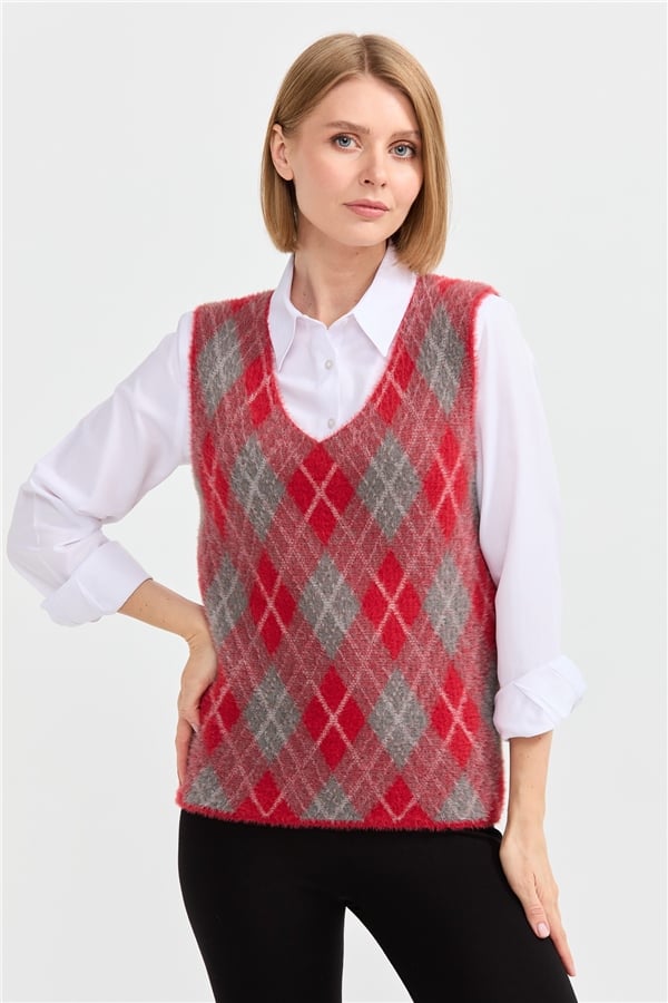 Женский жилет с рисунком ромбик 11