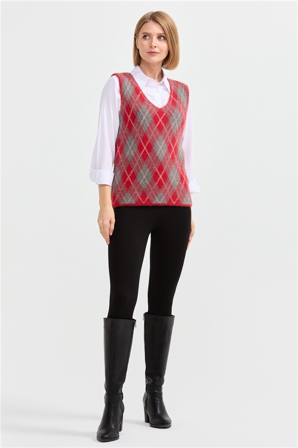Женский жилет с рисунком ромбик 11