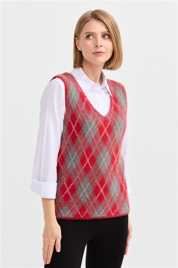 Женский жилет с рисунком ромбик 11